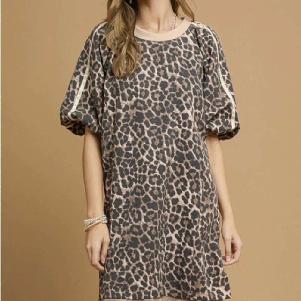 Umgee Brown Leopard Print Dress